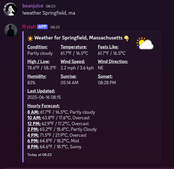 Weather in Discord